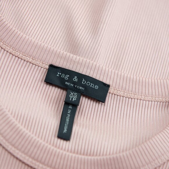 Rag & Bone Ribbed Short Sleeve Top Button Shoulder Stretch Dusty Pink Size XS - Picture 3 of 6